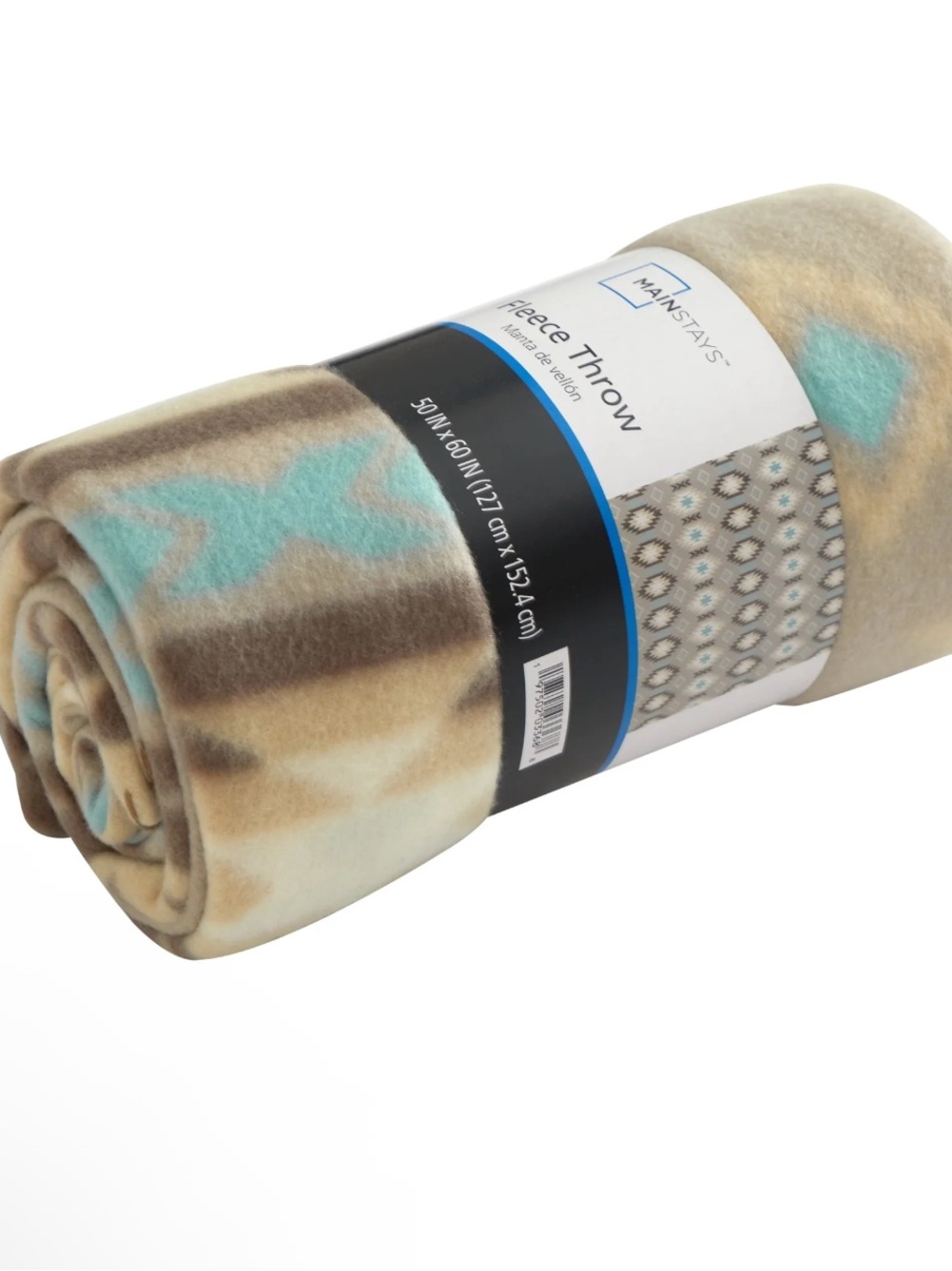 Mainstays Men’s Fleece Throw - Beige & Light Blue